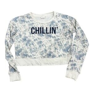 Tokyo Darling Blue Tie Dye Chilling Cropped Sweater M